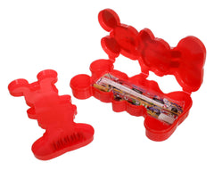 Heart Home Mickey Mouse Design Double Deck Durable Plastic Pencil Box, Small Plastic Pencil Case With Free Stationery (Red)