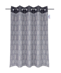 Heart Home Faux Silk Decorative 9 Feet Long Door Curtain | Damask Print Blackout Drapes Curtain with 8 Eyelet for Home & Office, Pack of 2 (Gray)