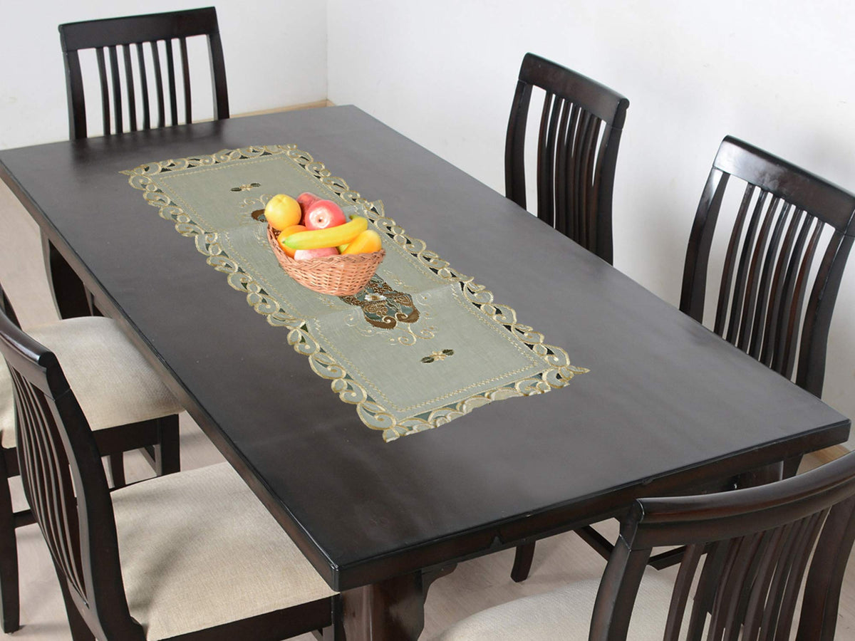 Kuber Industries Embroidered Cotton Table Runner - Cream