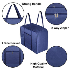 Heart Home Large Moisture Proof Wardrobe Organizer Storage Bag For Clothes With Zipper Closure and Handle- Pack of 2 (Royal Blue)-HS43HEARTH26687