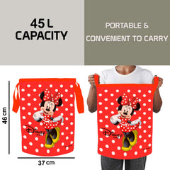 Kuber Industries Disney Print Waterproof Canvas Laundry Bag, Toy Storage, Laundry Basket Organizer 45 L (Red) - CTKTC045417