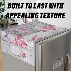 Kuber Industries Fridge Top Cover | Fridge Top Cover with Pockets | Refrigerator Top Cover for Kitchen | Fridge Top Cover with 6 Utility Pockets | Flower Fridge Top Cover | Gray