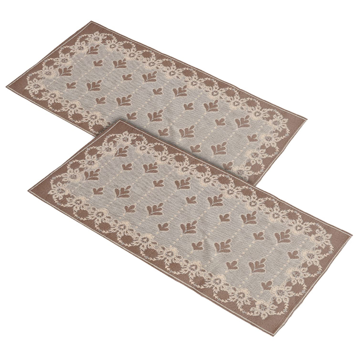 Heart Home Rectangular Floral Print Cotton Table Runner for Dining and Center Table, Wedding, Everyday Use, Dinner Parties, Set of 2 (Cream)-50HH01284