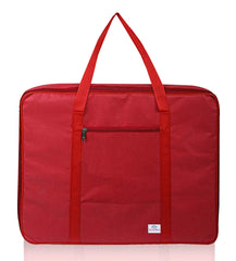 Heart Home Lightweight Foldable Multipurpose Storage bag, Cloth Organiser, Travel Bag With Zippered Closure And Handle- Pack of 2 (Red)-HS43HEARTH26642