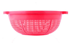 Kuber Industries Baskets for Fruits and Vegetables, Multipurpose and Handy Storage Basket Unbreakable Round Plastic Basket (Pink)-Pack of 3-KUBMART15151