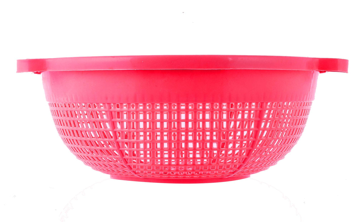 Kuber Industries Baskets for Fruits and Vegetables, Multipurpose and Handy Storage Basket Unbreakable Round Plastic Basket (Pink)-KUBMART15147