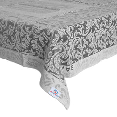 Heart Home Floral Printed Home Decorative Luxurious 4 Seater Cotton Center Table Cover/Table Cloth, 40"x60" (White & Grey)-44HH072