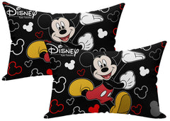 Kuber Industries Disney Mickey Print Silk Special Long Crush Pillow Cover- Set of 2, Black-KUBMART010048
