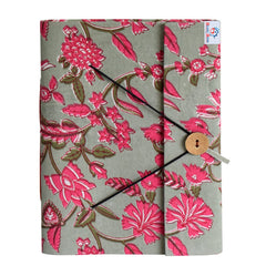 Heart Home Floral Print Handicraft Notebook/Diary with Lock System for Home, Traveling, Office Pack of 2 (Green) 52HH4020