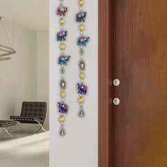 Kuber Industries Handcrafted Elephant Door Latkan with Bells|Rajasthani Traditional Hanging Windchimes Pair for Home Decoration,Pack of 2 (Multicolor)