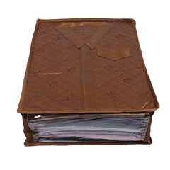 Kuber Industries 3 Layered Quilted Satin 2 Pieces Shirt Cover (Brown) -CTLTC10587