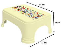 Kuber Industries Disney Team Mickey Print Square Plastic Bathroom Stool, (Set of 3, Cream) -HS_35_KUBMARTS17264