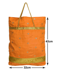 Kuber Industries Polyester Dot Design Foldable Potli|Shopping|Gifting, Hand Bag With Handle (Yellow)