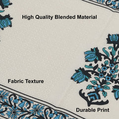 Kuber Industries Rich Fabric Table Runner & Placemats For Living, Dinning, Office, Kitchen & Wedding Set of 7 (Blue) 54KM4147