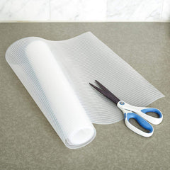 Kuber Industries Lining Pattern PVC Kitchen Shelf Liner Mat 5 Meter Roll - White