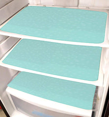 Kuber Industries 3 Piece Self Lining Design PVC Fridge Mat Set - 18"x12", Green