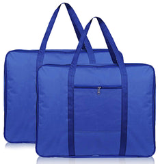 Heart Home Lightweight Foldable Multipurpose Storage bag, Cloth Organiser, Travel Bag With Zippered Closure And Handle- Pack of 2 (Blue)-HS43HEARTH26638