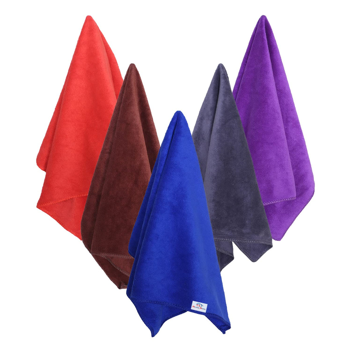 Heart Home Cleaning Cloths|Microfiber Highly Absorbent Wash Towels for Kitchen,Car,Window,24 x 16 Inch,Pack of 5 (Assorted)