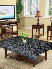 Kuber Industries Cotton Carry Print 4 Seater Center Table Cover/Table Cloth for Home Decorative 60 in. x 40 in. (Black) 54KM4376