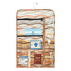 Heart Home Document Holder | PVC Zig-Zag Design Document Organizer | Double Sided Document Holder for Home | 7 Small Pocket with 3 Zipper | Cream