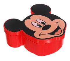 Kuber Industries Mickey Face Shaped Plastic Lunch Box for Kids with Spoon (Red), Pack of 1