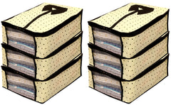 Heart Home Dot Printed Shirts & Clothing Organizer With Clear Window- Pack of 6 (Cream)-HS43HEARTH26183