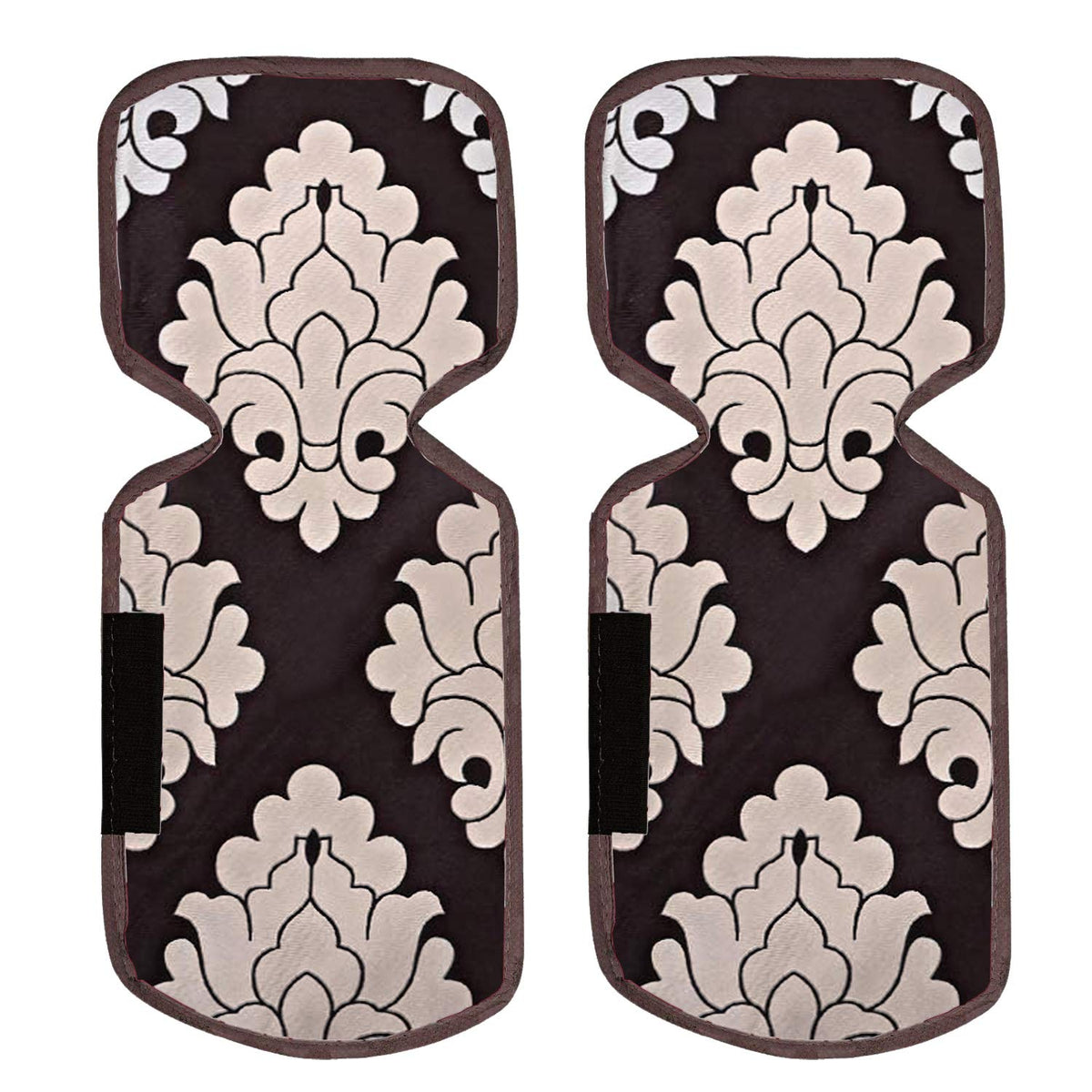 Heart Home Floral Design Cotton 2 Pieces Fridge/Refrigerator Handle Cover (Brown)- CTHH4367,Standard