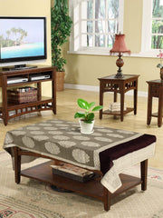 Heart Home Rose Printed Cotton 4 Seater Center Table Cover,40"x60" (Cream & Maroon)-44HH033