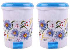Kuber Industries Floral Design 2 Piece Plastic Dustbin, Small, Blue (CTKTC325)