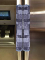 Heart Home 3D Checkered Design PVC 2 Pieces Fridge/Refrigerator Handle Cover (Grey) - CTHH6544, Standard