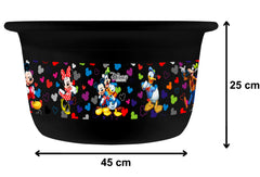 Kuber Industries Disney Team Mickey Print Unbreakable Plastic Multipurpose Bath Tub/Washing Tub 25 Ltr (Black) -HS_35_KUBMART17454 (Model Number: HS_35_KUBMART017454)
