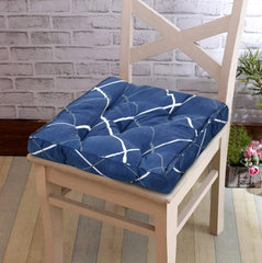 Kuber Industries Geomatric Printed Microfiber Durable, Comfortable & Soft Square Chair Pad/Cushion/Seat Pad, 18 * 18 Inch- Pack of 4 (Blue)