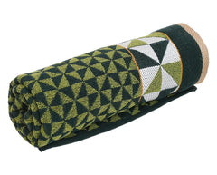 Heart Home Multiuses Tringle Printed Soft Cotton Bath Towel, 30"x60"- Pack of 4 (Green & Blue)