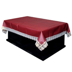 Kuber Industries Checkered PVC 6 Seater Dining Table Cover (Maroon) Pack of 1