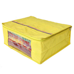 Kuber Industries 3 Piece Raw Silk Saree Cover, Yellow