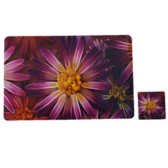 Kuber Industries Flower Design Floral PVC 6 Piece Dining Table Placemat Set with Tea Coasters - Multicolour