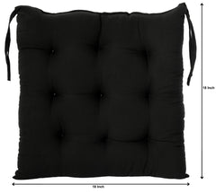 Heart Home Microfiber Square Chair Pad/Cushion for Office, Home or Car Sitting with Ties, 18*18 Inch (Black)