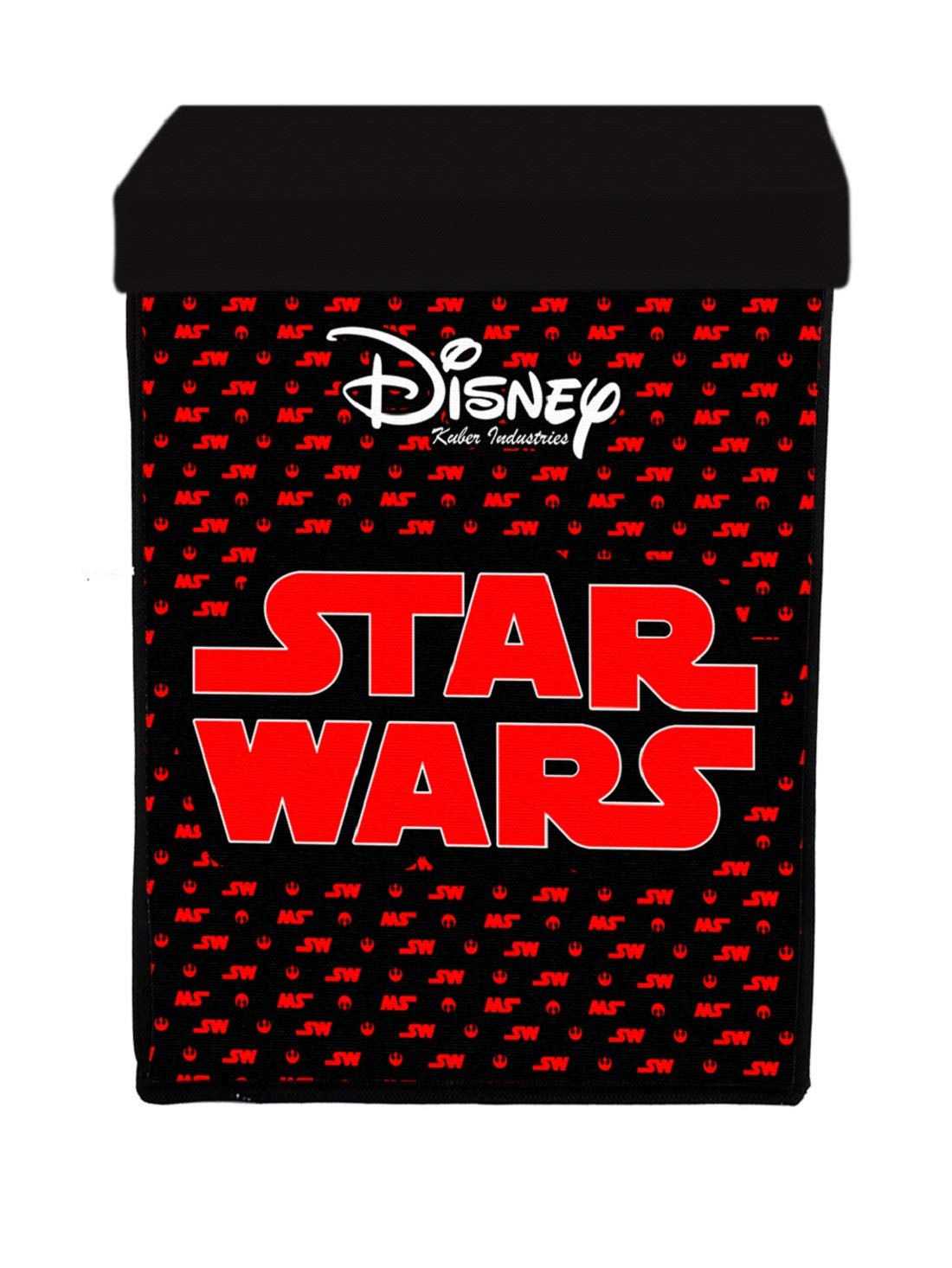 Kuber Industries Disney Star Wars Print Non Woven Fabric Foldable Laundry Basket, Toy Storage Basket, Cloth Storage Basket With Lid & Handles (Maroon)-KUBMART16276