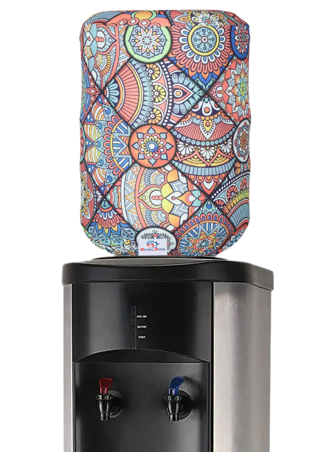Heart Home Water Dispenser Bottle Cover |Digital Print & Stretchy Polyester Fabric |Bottle Protector with Elastic Closure,20Ltr, (Multicolor)