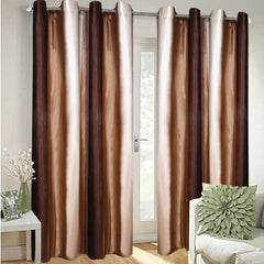 Kuber Industries Polyester 4 Pieces 7 Feet Eyelet Door Curtain (Brown) -CTKTC12951