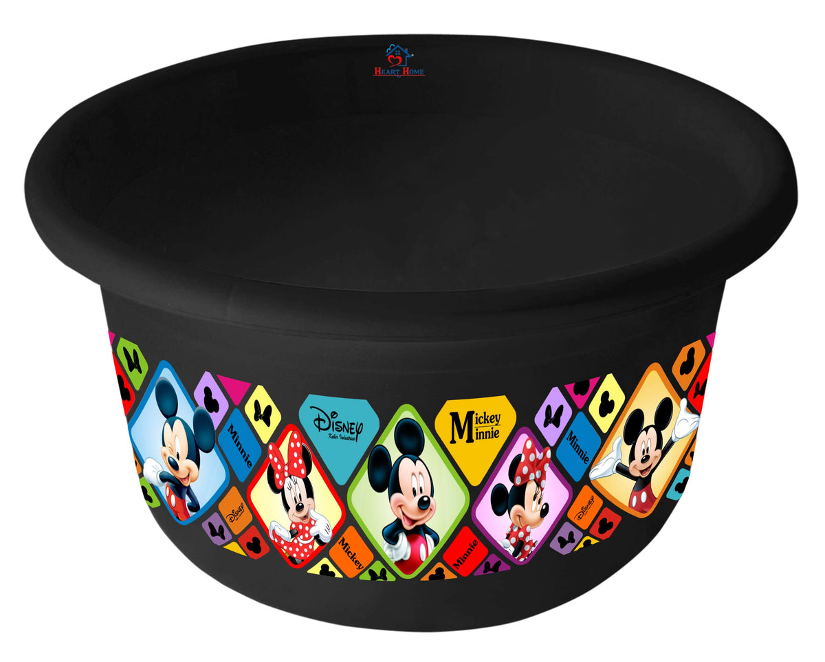 Heart Home Disney Mickey Minnie Print Unbreakable Plastic Multipurpose Bath Tub/Washing Tub 25 Ltr (Black) -HS_35_HEARTH17893