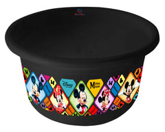 Heart Home Disney Mickey Minnie Print Unbreakable Plastic Multipurpose Bath Tub/Washing Tub 25 Ltr (Black) -HS_35_HEARTH17893