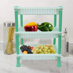 Kuber industries Plastic 2 Pieces 3 Layer Multi-Purpose Kitchen Storage Basket Rack (Green)-CTKTC25257
