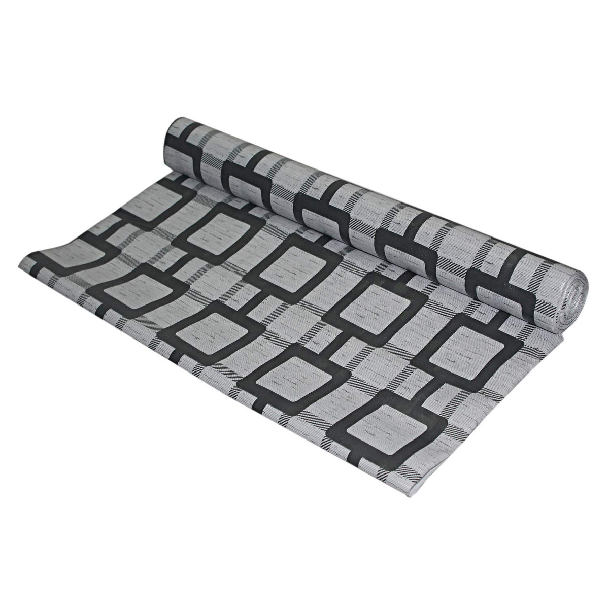 Kuber Industries Kitchen Drawer/Cabinet Shelf Mat|Checks Design With PVC Material|Adjustable Size 10 Mtr Roll (Grey)-CTKTC05363