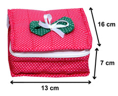 Heart Home Cotton Jewellery Pouch Cum Makeup Organiser Kit Set 2 Piece (Pink)-HHEART15783