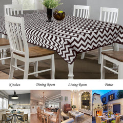 Heart Home Cotton Zig Zag Print 6 Seater Dining Table Cover/Table Cloth for Home & Dining Table (Brown) 54HH4374.