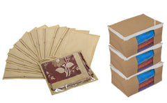 Kuber Industries 15 Piece Non Woven Saree Cover Set, Brown