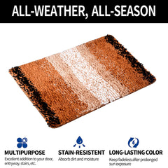 Kuber Industries Door Mat | Dust Trapper Mat | Door Entrance Mat | Anti-Skid Door Mat | Floor Mat for Home Entrance | Golden Patta Rainbow Mat | Entryway Door Mat | Pack of 3 | Cream