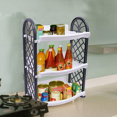 Kuber Industries CTKTC034182 Plastic 3 Layer Multipurpose Storage Organizer Rack for Kitchen, Bathroom, Living Room, Bedroom (Grey)