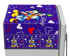 Kuber Industries Disney Mickey Printed Satin Fridge Top Cover, Protect for Scratches, Wear & Tear and Dust with 6 Utility Side Pockets (Blue)
